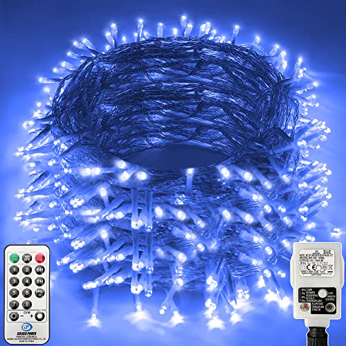 Heceltt Christmas Lights Outdoor Decorations, Extra Long 120m 1000LED Mains Powered Fairy Lights, Outside Waterproof Plug in String Lights for Xmas Festival Party Holiday Wedding Decor(Blue)