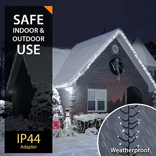 ANSIO® Christmas Lights 1000 LED 12m/39ft Cluster Christmas Tree Lights for Indoor & Outdoor Cool White Decorations Fairy Lights with Timer for Xmas Garden Bedroom & Party | Mains Powered Green Cable