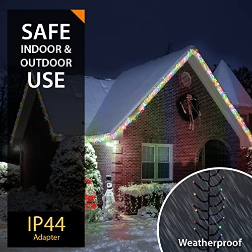 ANSIO® Christmas Lights 480 LED 6m/20ft Cluster Christmas Tree Lights for Indoor & Outdoor Multicoloured Decorations Fairy Lights with Timer for Xmas Garden Bedroom & Party | Mains Powered Green Cable