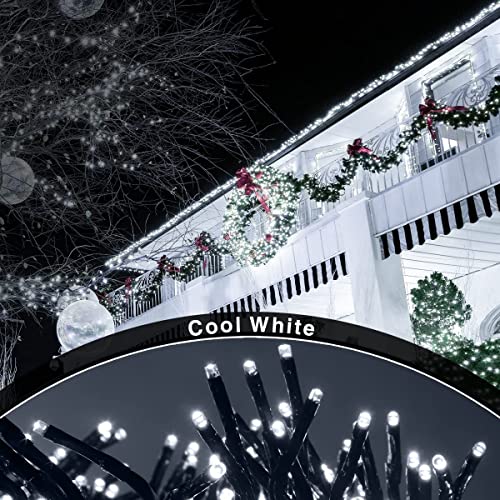 ANSIO® Christmas Lights 1000 LED 12m/39ft Cluster Christmas Tree Lights for Indoor & Outdoor Cool White Decorations Fairy Lights with Timer for Xmas Garden Bedroom & Party | Mains Powered Green Cable