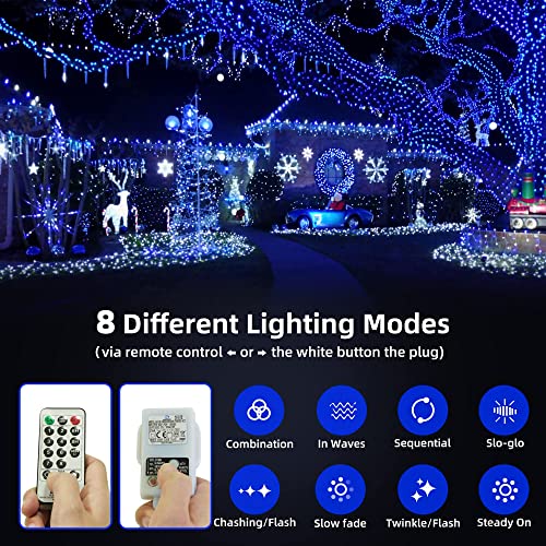 Heceltt Christmas Lights Outdoor Decorations, Extra Long 120m 1000LED Mains Powered Fairy Lights, Outside Waterproof Plug in String Lights for Xmas Festival Party Holiday Wedding Decor(Blue)