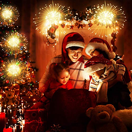 2 Pack Firework Lights, 120 LED Starburst Lights, Outdoor Garden Lighting,Christmas String Lights Waterproof 8 Modes Battery Powered with Remote Control for Garden, Christmas, Party,Outdoor,Indoor