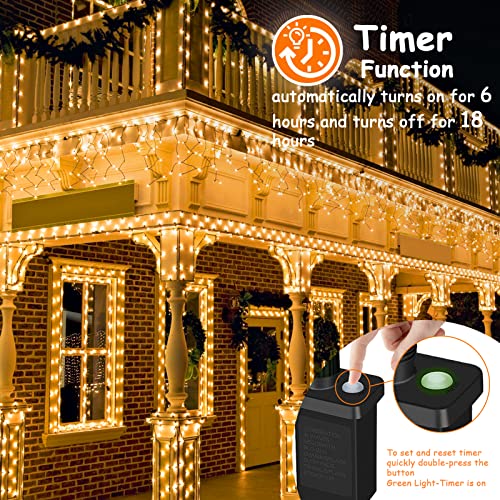 Christmas Lights Outdoor Decorations,BOLWEO 40M 400LED Mains Powered Christmas Tree Lights with Waterproof Timer Fairy String Lights Plug in for Indoor & Outdoor Xmas Bedroom Garden Wedding,Warm White