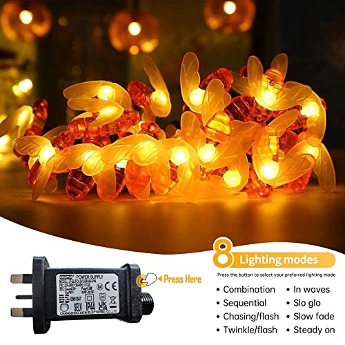 Fairy Lights Mains Powered, 88 LED Honey Bee Fairy Lights 36ft 8 Modes Christmas String Lights Waterproof Outdoor Garden Light for Flower Fence Yard Lawn Tree Patio Christmas Decor(Warm White)