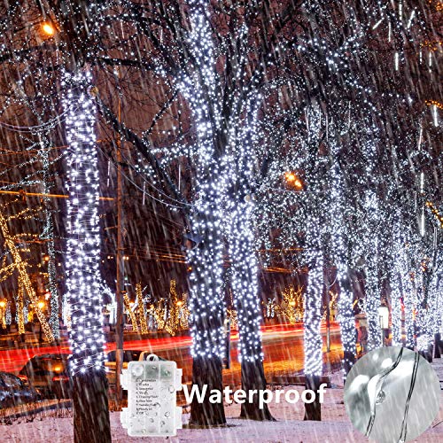 Ooklee Fairy Lights Battery Operated, [2 Pack] 10M 100 LED Outdoor Waterproof Garden String Light, 8 Modes with Remote Timmer,Twinkle Copper Wire for Gazebo Camping Outside Christmas Decor(Cool White)