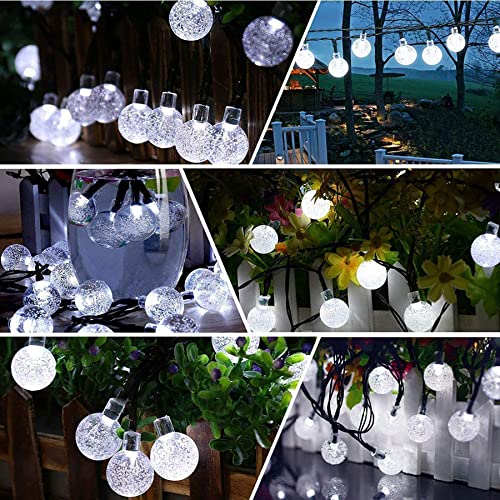 Garlocht Solar Garden Lights Outdoor Waterproof, 50LED 7M/24Ft Solar Fairy Lights, Crystal Ball Lights with 8 Modes, Decorative Lighting for Home, Yard,Patio, Party, Wedding,Christmas (Cool White)