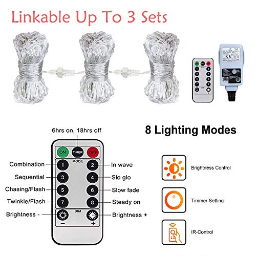 Net Lights Outdoor Mesh Lights Plug in, 3M X 2M 200LED Christmas Garden Tree Lights 8Mode Waterproof Connectable for Halloween Gazebo Balcony Decor(Warm White)