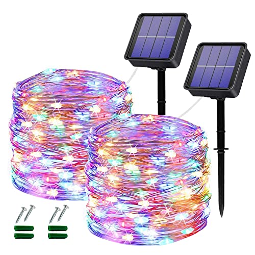 Solar Garden Lights Outdoor, 2 Pack Total 240LED Garden Solar String Lights,Waterproof Solar Fairy Lights 40Ft 8 Modes Decoration Solar Lights for Garden,Patio,Party,Wedding,Christmas(Colorful)