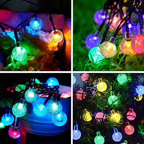 Solar String Lights, 59Ft 100 LED Globe String Lights, Solar Fairy Garden Lights Waterproof 8 Modes Indoor Outdoor Balcony Lights for Christmas, Bedroom, Patio, and Wedding Decor (Multicolour)