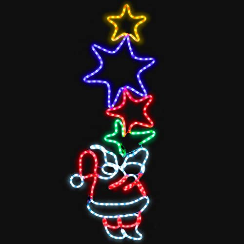 Christow Santa Star Christmas Light Outdoor Decoration, Energy Efficient LED Rope Light, Wall Mountable Silhouette, Mains Operated (127cm)