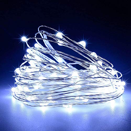 Ooklee Fairy Lights Battery Operated, [2 Pack] 10M 100 LED Outdoor Waterproof Garden String Light, 8 Modes with Remote Timmer,Twinkle Copper Wire for Gazebo Camping Outside Christmas Decor(Cool White)