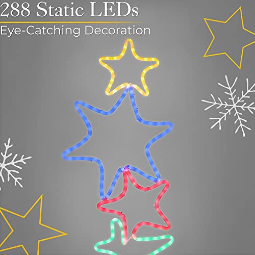 Christow Santa Star Christmas Light Outdoor Decoration, Energy Efficient LED Rope Light, Wall Mountable Silhouette, Mains Operated (127cm)