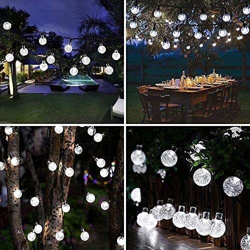Garlocht Solar Garden Lights Outdoor Waterproof, 50LED 7M/24Ft Solar Fairy Lights, Crystal Ball Lights with 8 Modes, Decorative Lighting for Home, Yard,Patio, Party, Wedding,Christmas (Cool White)