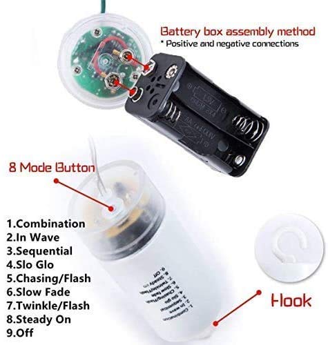 3m x 2m Outdoor Net Lights, Battery Operated 200 LED Lights Waterproof, 8 modes Remote Timer Dimmable Gazebo Curtain Ceiling Mesh Light for Bush Fence Party Christmas Tree Decoration, 2400K Warm White