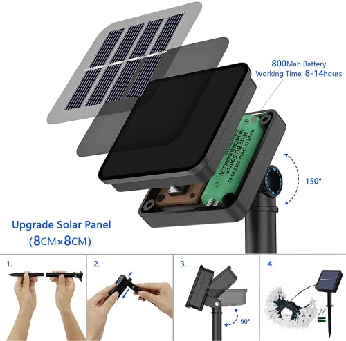 Garlocht Solar Garden Lights Outdoor Waterproof, 50LED 7M/24Ft Solar Fairy Lights, Crystal Ball Lights with 8 Modes, Decorative Lighting for Home, Yard,Patio, Party, Wedding,Christmas (Cool White)