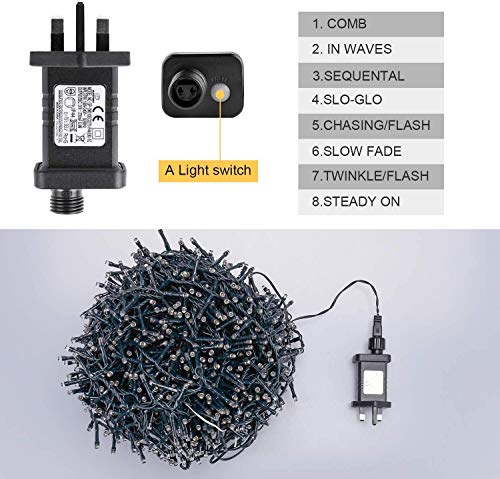 Avoalre String Lights 50M 2000 LEDs Warm White Christmas Light 8 Mode IP44 Waterproof Cluster Lights LED Fairy Light Mains Powered for Home Garden Patio Chirstmas Tree Xmas Wedding Decoration