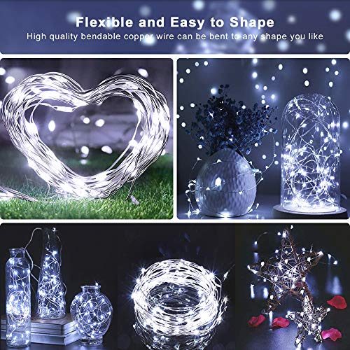 Fairy Lights Battery Operated, [2 Pack] 39Ft 120 LED Outdoor String Lights Battery Powered Waterproof 8 Modes Decorative Lights for Bedroom, Wedding, Christmas Tree, Garden, White