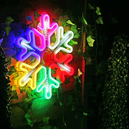 Taylor & Brown 40cm Pre-Lit Flashing Snowflake Light Christmas Silhouette Window Decoration Rope Lights 120 LED Lights Xmas Indoor/Outdoor Mains Powered (Multi Colour)