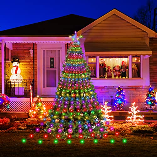 BUICXJKZ Christmas Lights Outdoor - 290 LEDs Christmas Tree Lights with Topper Star, Star Fairy Lights Mains Powered for Christmas Decorations Multicolour