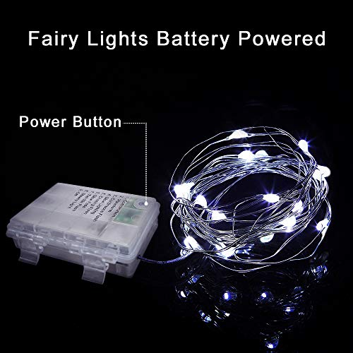 Fairy Lights Battery Operated, [2 Pack] 39Ft 120 LED Outdoor String Lights Battery Powered Waterproof 8 Modes Decorative Lights for Bedroom, Wedding, Christmas Tree, Garden, White