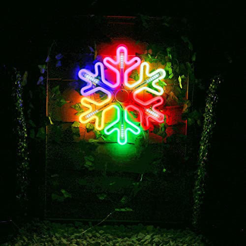 Taylor & Brown 40cm Pre-Lit Flashing Snowflake Light Christmas Silhouette Window Decoration Rope Lights 120 LED Lights Xmas Indoor/Outdoor Mains Powered (Multi Colour)