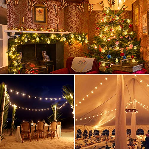RJEDL Garden String Lights Battery Operated Globe Fairy Lights,2 Pack 20M/66ft 200LEDs 8 Modes Waterproof Crystal Balls Lights with Remote Control for Indoor Outdoor Party Christmas Warm White
