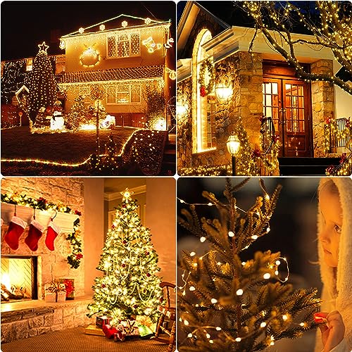 RJEDL 4 Pack Fairy Lights Battery Operated,10M 100LED Copper Wire String Lights with 8 Modes with Timer, Waterproof Decorative Lighting for Indoor Outdoor Bedroom Christmas Tree Wedding Warm White