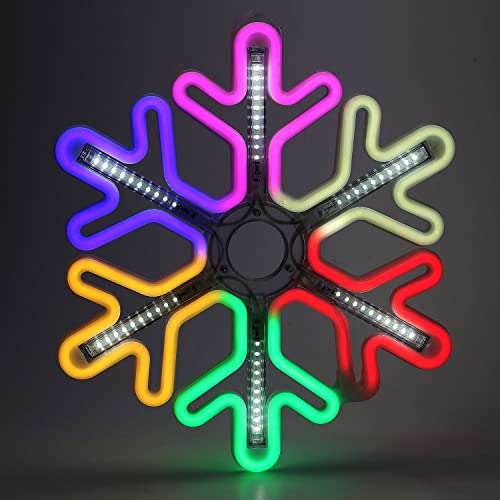 Taylor & Brown 40cm Pre-Lit Flashing Snowflake Light Christmas Silhouette Window Decoration Rope Lights 120 LED Lights Xmas Indoor/Outdoor Mains Powered (Multi Colour)