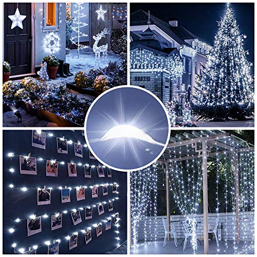 Fairy Lights Battery Operated, [2 Pack] 39Ft 120 LED Outdoor String Lights Battery Powered Waterproof 8 Modes Decorative Lights for Bedroom, Wedding, Christmas Tree, Garden, White