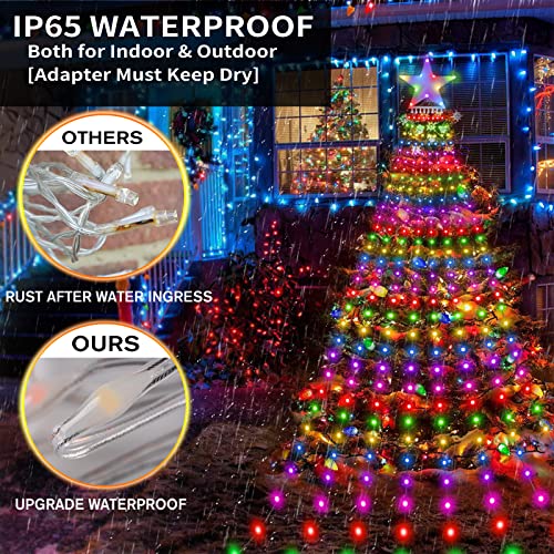 BUICXJKZ Christmas Lights Outdoor - 290 LEDs Christmas Tree Lights with Topper Star, Star Fairy Lights Mains Powered for Christmas Decorations Multicolour