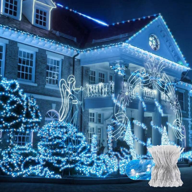 CORST 100m 600LED Outdoor Fairy Lights Plug in Long Outdoor Christmas Lights Garden Tree Lights Mains Powered Waterproof with Remote & Timer 8 Modes for Indoor Gazebo Thanksgiving Decor(Blue+White)