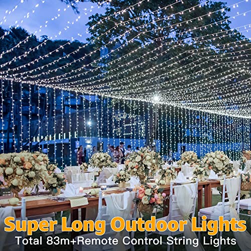Ollny Outdoor Fairy String Lights - 80m 800 LED Long Cool White Waterproof Christmas Decoration Lights Mains Powered Plug in with Remote/Timer 8 Modes for Outside/Garden/Indoor/Wedding