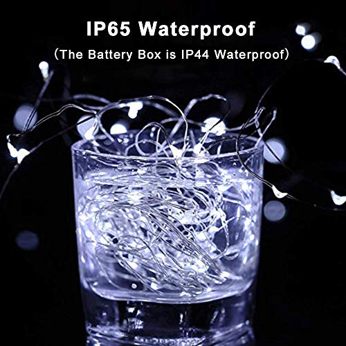Fairy Lights Battery Operated, [2 Pack] 39Ft 120 LED Outdoor String Lights Battery Powered Waterproof 8 Modes Decorative Lights for Bedroom, Wedding, Christmas Tree, Garden, White