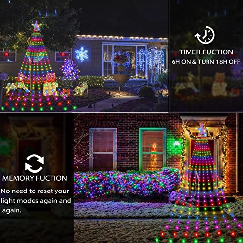 BUICXJKZ Christmas Lights Outdoor - 290 LEDs Christmas Tree Lights with Topper Star, Star Fairy Lights Mains Powered for Christmas Decorations Multicolour