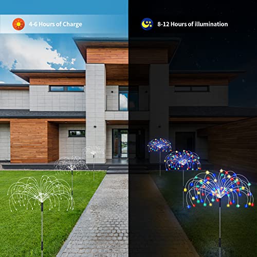 Kevsrer Solar Garden Lights Outdoor, 5 Pack 600 Led Solar Firework Lights Waterproof with Remote Control 8 Mode, Multi Colour Solar String Lights for Pathway Backyard Christmas Wedding (Multicolor)
