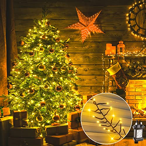 LEDYA Christmas Tree Lights Cluster Fairy Lights Mains Powered 360 LEDs, 3m/9.8ft Warm White Outdoor Indoor Lights with 8 Modes and Memory Function for Bedroom, Garden, Xmas Decoration 21123