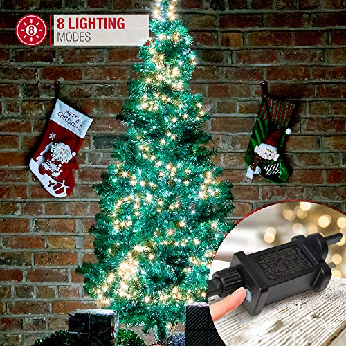 Christmas Tree Lights Cluster Lights 1000 LED - 8 Hours On Timer, 8 Light Modes, Plug in, Waterproof Indoor & Outdoor Use – 1000 LED / 12m Lit Length, Warm White