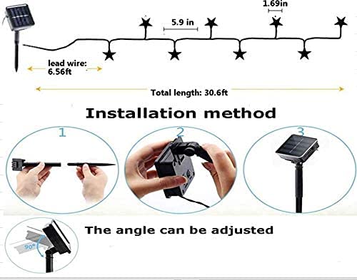 Windpnn 30Ft 50 LED Solar String Lights Outdoor, 8 Modes Multicoloured Solar Lights Outdoor Garden Lights, Waterproof Solar Star String Lights for Christmas Ramadan Eid Wedding Party Garden Patio Yard