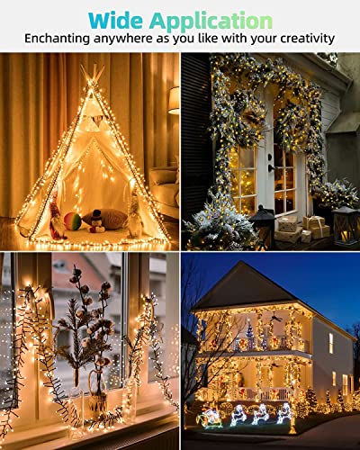 LEDYA Christmas Tree Lights Cluster Fairy Lights Mains Powered 360 LEDs, 3m/9.8ft Warm White Outdoor Indoor Lights with 8 Modes and Memory Function for Bedroom, Garden, Xmas Decoration 21123