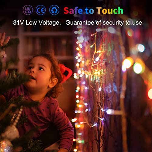 LITOHOM Icicle Outdoor Christmas Lights, 14m/46ft, 360 LED Multicolored Icicle Lights, IP44 Waterproof 8 Lighting Modes & Memory Function, Energy Saving, Mains Powered Christmas House Lights