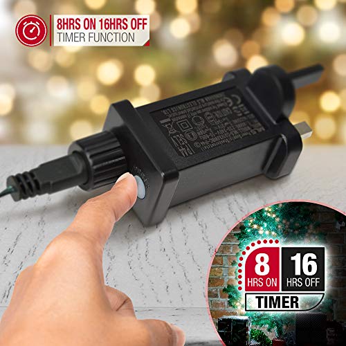 Christmas Tree Lights Cluster Lights 1000 LED - 8 Hours On Timer, 8 Light Modes, Plug in, Waterproof Indoor & Outdoor Use – 1000 LED / 12m Lit Length, Warm White