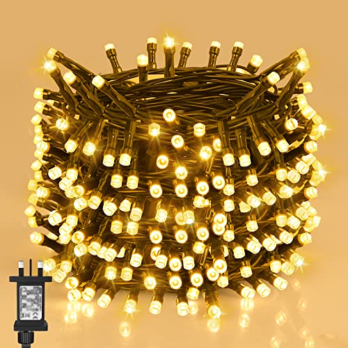 BOLWEO Christmas Fairy Lights 200LED 20M Warm White Christmas Tree Lights for Indoor & Outdoor Decorations,Mains Powered Fairy String Lights with 8 Modes & Timer for Xmas Tree Bedroom Garden Party