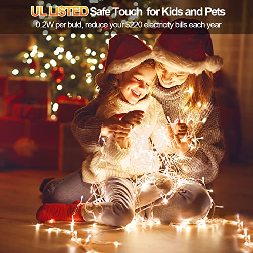 1000 Led 120M Christmas Lights Super Long Christmas Lights Outdoor Decorations Waterproof Fairy Lights Plug in String Lights With 8 Modes Timer for Xmas Outside House Tree Party Decor-Warm White