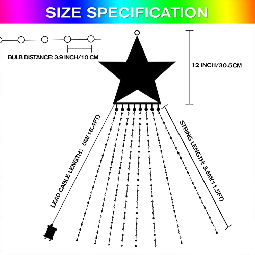 BUICXJKZ Christmas Lights Outdoor - 290 LEDs Christmas Tree Lights with Topper Star, Star Fairy Lights Mains Powered for Christmas Decorations Multicolour