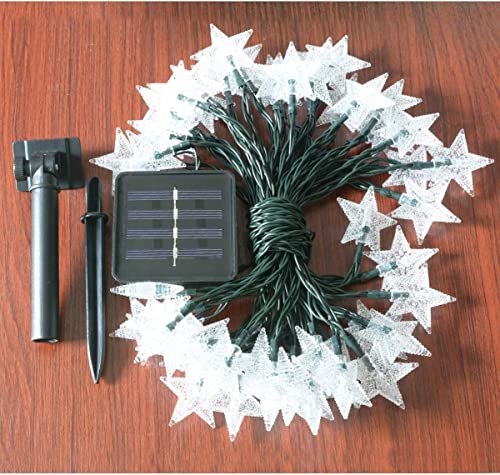 Windpnn 30Ft 50 LED Solar String Lights Outdoor, 8 Modes Multicoloured Solar Lights Outdoor Garden Lights, Waterproof Solar Star String Lights for Christmas Ramadan Eid Wedding Party Garden Patio Yard