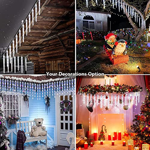Joomer Icicle Christmas Lights Outdoor, 20 Tubes 90 LED 8 Modes White Icicle Lights with Timer Function, Waterproof Connectable Ice String Lights for Home Patio Eaves Christmas Tree Decoration