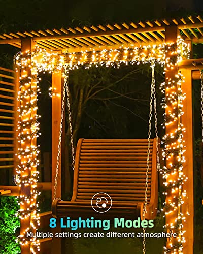 LEDYA Christmas Tree Lights Cluster Fairy Lights Mains Powered 360 LEDs, 3m/9.8ft Warm White Outdoor Indoor Lights with 8 Modes and Memory Function for Bedroom, Garden, Xmas Decoration 21123