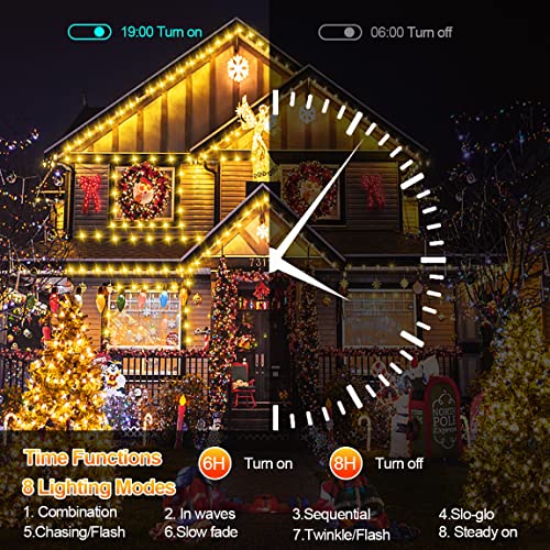 1000 Led 120M Christmas Lights Super Long Christmas Lights Outdoor Decorations Waterproof Fairy Lights Plug in String Lights With 8 Modes Timer for Xmas Outside House Tree Party Decor-Warm White