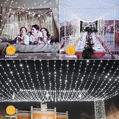 Ollny Outdoor Fairy String Lights - 80m 800 LED Long Cool White Waterproof Christmas Decoration Lights Mains Powered Plug in with Remote/Timer 8 Modes for Outside/Garden/Indoor/Wedding