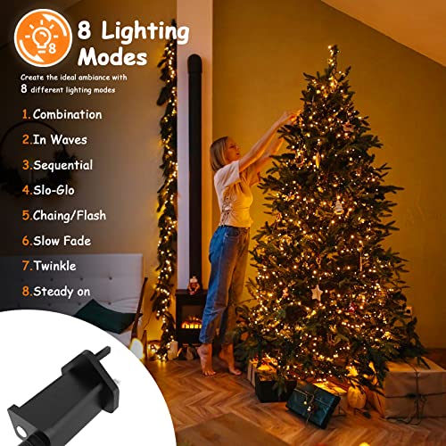 BOLWEO Christmas Fairy Lights 200LED 20M Warm White Christmas Tree Lights for Indoor & Outdoor Decorations,Mains Powered Fairy String Lights with 8 Modes & Timer for Xmas Tree Bedroom Garden Party
